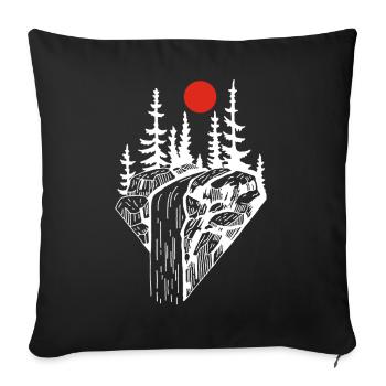 La cascade blanche et le soleil rouge - Housse de coussin décorative 45 x 45 cm - noir - Devant