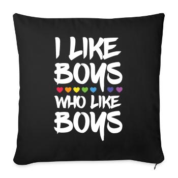 Mois de la fierté LGBTQ - J’aime les garçons qui aiment les garçons - Housse de coussin décorative 45 x 45 cm - noir - Devant