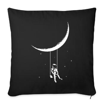 Astronaut se balance sous le style street art de Moond - Housse de coussin décorative 45 x 45 cm - noir - Devant