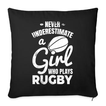 Ne sous-estimez jamais une rugbyseuse - Housse de coussin décorative 45 x 45 cm - noir - Devant