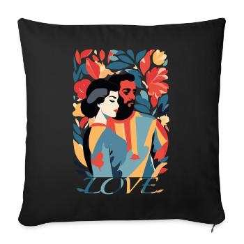 Abstract Art Man and Woman - Sofa pillowcase 17,3'' x 17,3'' (45 x 45 cm) - black - Front