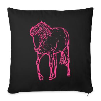 Pferd rosa pink - Sofakissenbezug 45 x 45 cm - Schwarz - Vorne