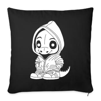 Petit dinosaure (blanc) - Housse de coussin décorative 45 x 45 cm - noir - Devant