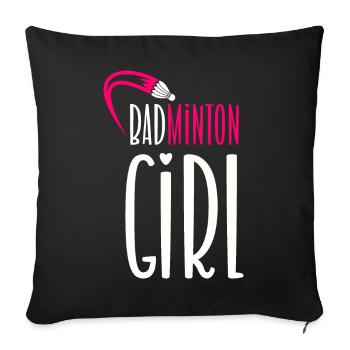 Badminton Girl - Sofa pillowcase 17,3'' x 17,3'' (45 x 45 cm) - black - Front