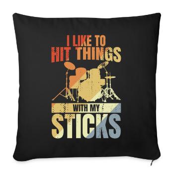 Drummer Joke - Sofa pillowcase 17,3'' x 17,3'' (45 x 45 cm) - black - Front