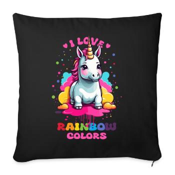 Cute Unicorn - Sofa pillowcase 17,3'' x 17,3'' (45 x 45 cm) - black - Front