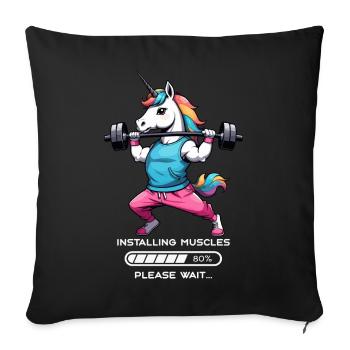 Licorne bodybuilder - Housse de coussin décorative 45 x 45 cm - noir - Devant