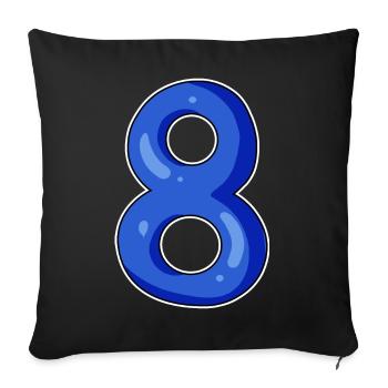 Number 8 Number Eight Motif Blue - Sofa pillowcase 17,3'' x 17,3'' (45 x 45 cm) - black - Front