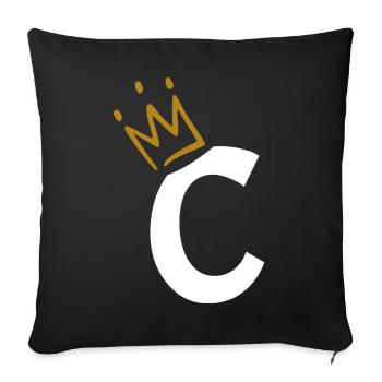 Lettre C - initiale lettre C - Housse de coussin décorative 45 x 45 cm - noir - Devant