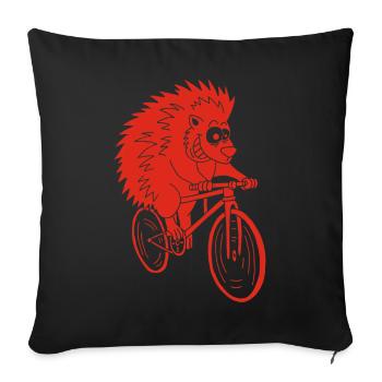 Red Hedgehog on a Bike - Sofa pillowcase 17,3'' x 17,3'' (45 x 45 cm) - black - Front