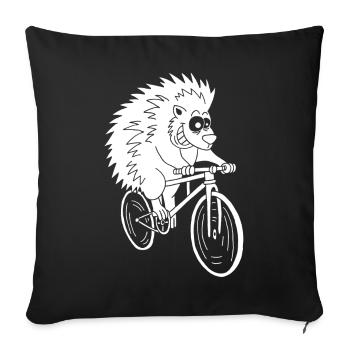 White hedgehog on a bike - Sofa pillowcase 17,3'' x 17,3'' (45 x 45 cm) - black - Front