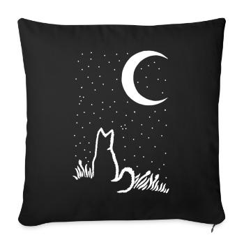 A cat under the moon and the stars - Sofa pillowcase 17,3'' x 17,3'' (45 x 45 cm) - black - Front
