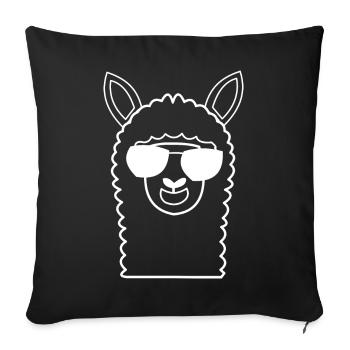 Lama avec lunettes de soleil - Housse de coussin décorative 45 x 45 cm - noir - Devant