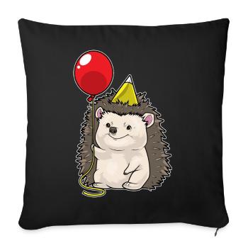 Hedgehog Birthday Balloon - Sofa pillowcase 17,3'' x 17,3'' (45 x 45 cm) - black - Front