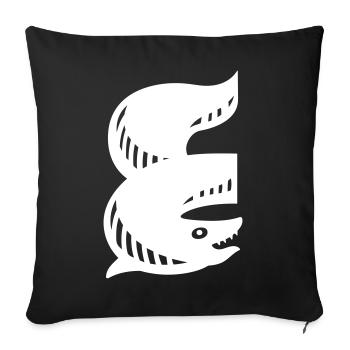 Fish Symbol | E Letter | white Vectorgraphic - Sofa pillowcase 17,3'' x 17,3'' (45 x 45 cm) - black - Front