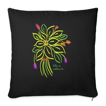 Vibrant Floral Illustration - Sofa pillowcase 17,3'' x 17,3'' (45 x 45 cm) - black - Front