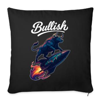 Stock Bull Bull Chart Profit Rocket Gift - Housse de coussin décorative 45 x 45 cm - noir - Devant