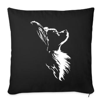 Papillon Silhouette Dog Portrait Wilsigns - Sofa pillowcase 17,3'' x 17,3'' (45 x 45 cm) - black - Front