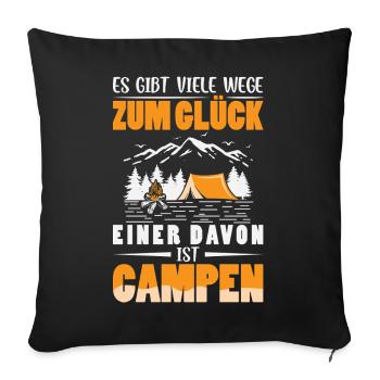 Camper Camping Caravane Dicton - Housse de coussin décorative 45 x 45 cm - noir - Devant