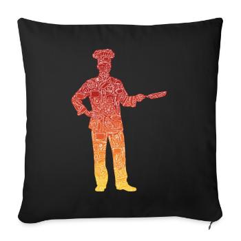 Cooking Design Cook Kitchen - Sofa pillowcase 17,3'' x 17,3'' (45 x 45 cm) - black - Front