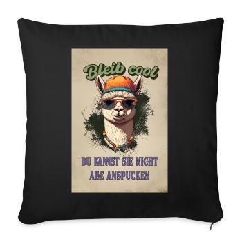 Llama Saying - Restez cool, chemise amusante drôle - Housse de coussin décorative 45 x 45 cm - noir - Devant