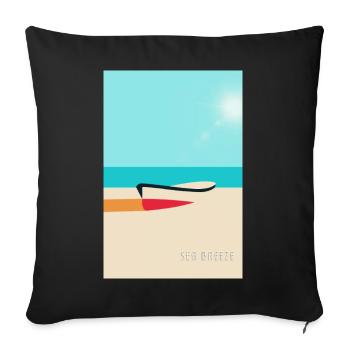Boat on the Beach – Summer Vacation Poster - Sofa pillowcase 17,3'' x 17,3'' (45 x 45 cm) - black - Front