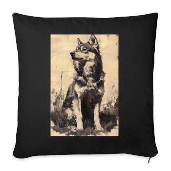 Illustration of a wolf - Housse de coussin décorative 45 x 45 cm - noir - Devant