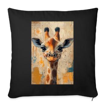 Illustration of a giraffe - Housse de coussin décorative 45 x 45 cm - noir - Devant
