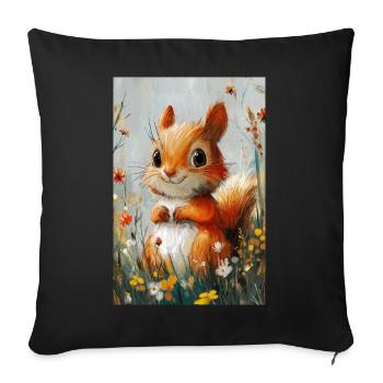 Illustration of a squirrel - Sofa pillowcase 17,3'' x 17,3'' (45 x 45 cm) - black - Front