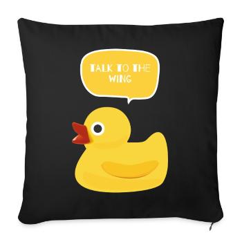 Parlez à la conception du canard ailé - Housse de coussin décorative 45 x 45 cm - noir - Devant