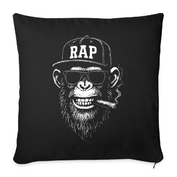 Casquette Rap Monkey Streetwear - Housse de coussin décorative 45 x 45 cm - noir - Devant