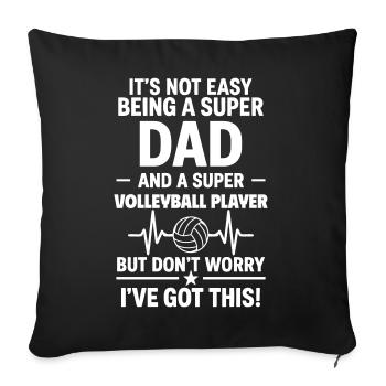 Heart + Volleyball – Super Dad Volleyball Player - Sofa pillowcase 17,3'' x 17,3'' (45 x 45 cm) - black - Front