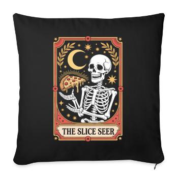 The Slice Seer Skeleton Tarot Pizza Moon Stars - Sofa pillowcase 17,3'' x 17,3'' (45 x 45 cm) - black - Front
