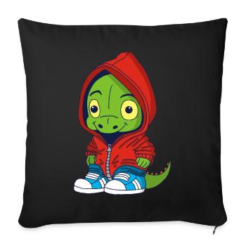 Petit dinosaure urbain - Housse de coussin décorative 45 x 45 cm - noir - Devant