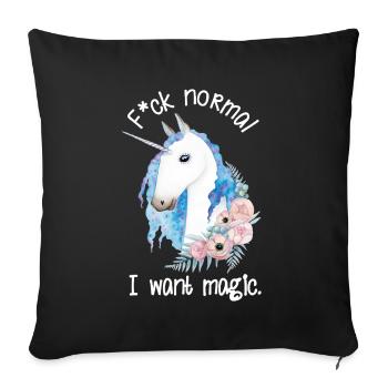 Fuck Normal I Want Magic – Unicorn Watercolor - Sofa pillowcase 17,3'' x 17,3'' (45 x 45 cm) - black - Front