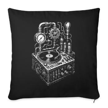 Conception de consoles musicales steampunk - Housse de coussin décorative 45 x 45 cm - noir - Devant
