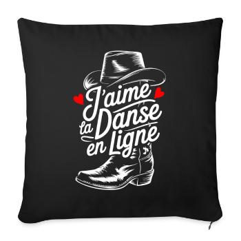Danse en Ligne Cowboy Amour Boots - Housse de coussin décorative 45 x 45 cm - noir - Devant