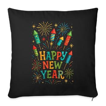 New Year's Eve Fireworks Rockets Happy New Year - Sofa pillowcase 17,3'' x 17,3'' (45 x 45 cm) - black - Front