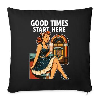Rockabilly 50er Diner Milchshake Jukebox Retro  - Sofakissenbezug 45 x 45 cm - Schwarz - Vorne