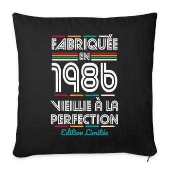 1986 – Made – Aged to perfection - Sofa pillowcase 17,3'' x 17,3'' (45 x 45 cm) - black - Front