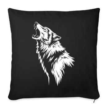 Loup Hurlant en Silhouette - Housse de coussin décorative 45 x 45 cm - noir - Devant