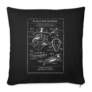 Plan du masque du Médecin de la Peste - Housse de coussin décorative 45 x 45 cm - noir - Devant