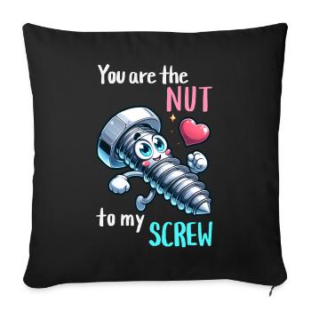 Lustiges Schrauben Mutter Paar Design - Sofakissenbezug 45 x 45 cm - Schwarz - Vorne