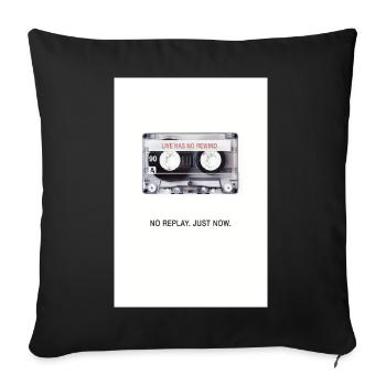 Pas de replay. À l’instant. – Conception rétro de cassette - Housse de coussin décorative 45 x 45 cm - noir - Devant