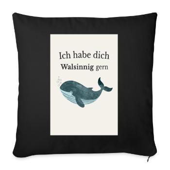 Loving Whale Poster – Walsinnig gern - Sofa pillowcase 17,3'' x 17,3'' (45 x 45 cm) - black - Front