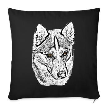 Wolf Head Husky Line Drawing Brown Eyes - Sofa pillowcase 17,3'' x 17,3'' (45 x 45 cm) - black - Front