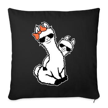 2 Llamas Mom Kid Cool Mom Sunglasses Mom - Sofa pillowcase 17,3'' x 17,3'' (45 x 45 cm) - black - Front