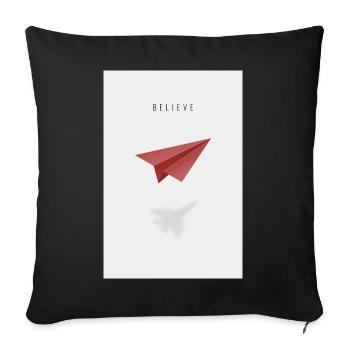 believe with paper airplane - Sofa pillowcase 17,3'' x 17,3'' (45 x 45 cm) - black - Front