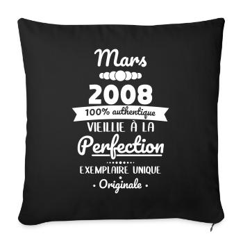 18th Birthday - March 2008 Original - Sofa pillowcase 17,3'' x 17,3'' (45 x 45 cm) - black - Front