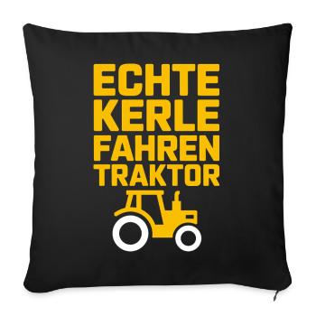 De vrais gars conduisant un tracteur : dire pour les agriculteurs - Housse de coussin décorative 45 x 45 cm - noir - Devant
